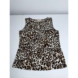 Diana Belle Bohemian Sleeveless Leopard Print Top Tunic Size M